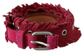 Ermanno Scervino Maroon Leather Fringes Silver Buckle Waist Belt -   -  Ermanno Scervino.